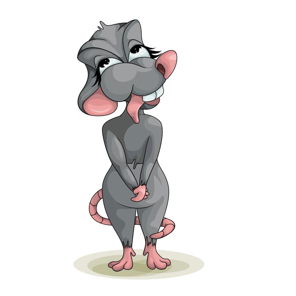 Vector image of a gray mouse. Cartoon style. EPS 10