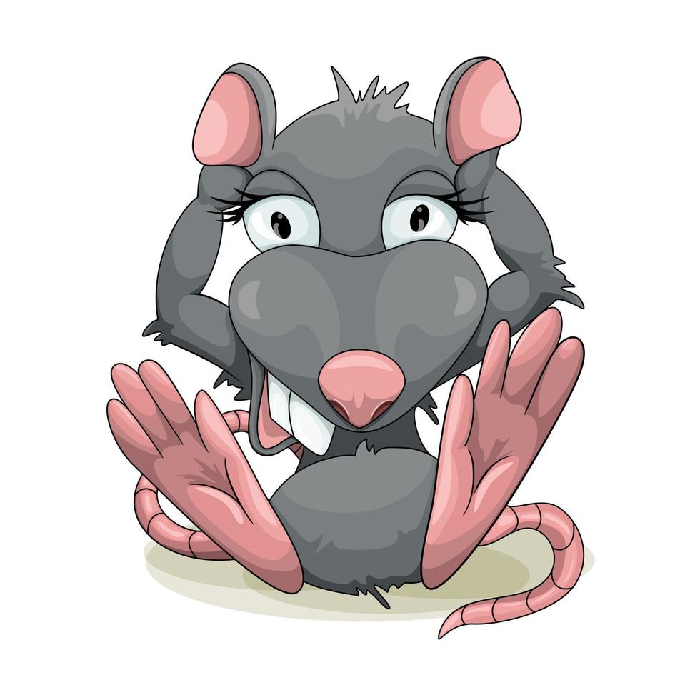 Vector image of a gray mouse. Cartoon style. EPS 10