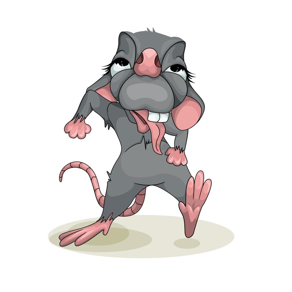 Vector image of a gray mouse. Cartoon style. EPS 10