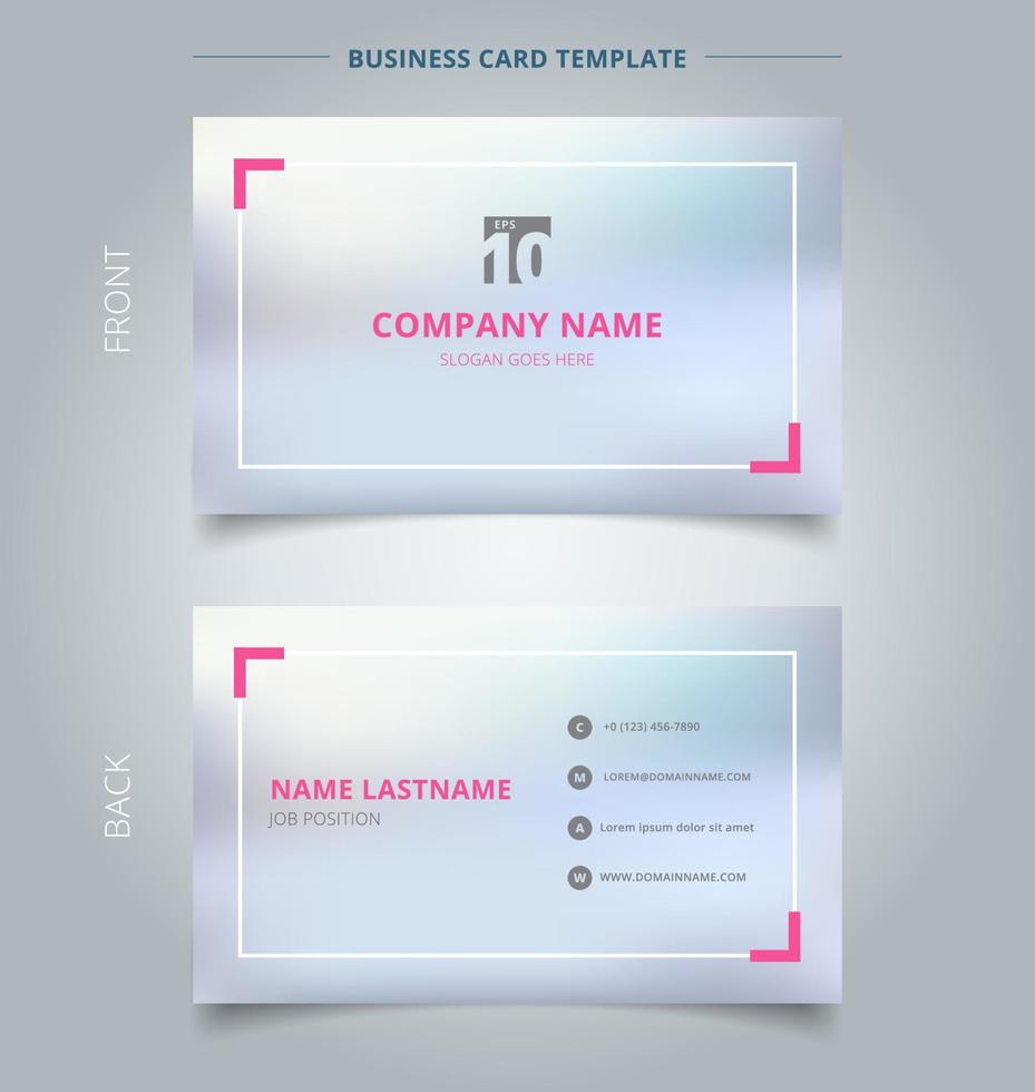 Creative business card and name card template blurred background with pink border. Abstract concept and commercial design. vector