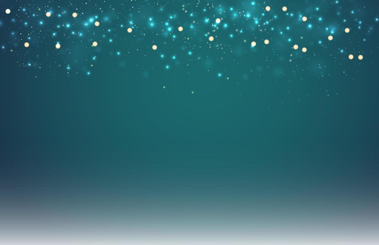 Abstract dark blue blurred background with bokeh and gold glitter header. vector