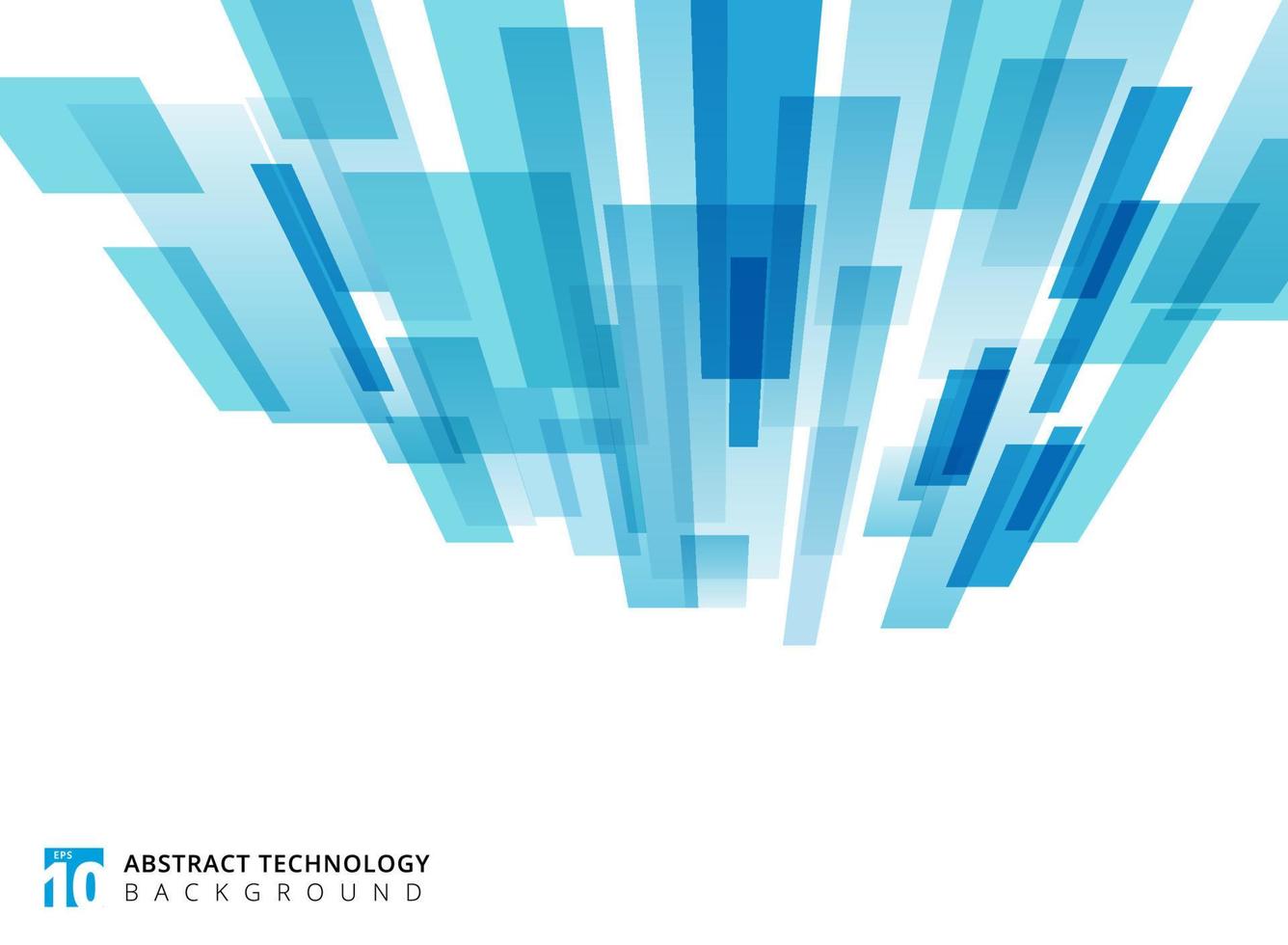 Abstract technology vertical perspective overlapped geometric squares shape blue colour on white background with copy space vector