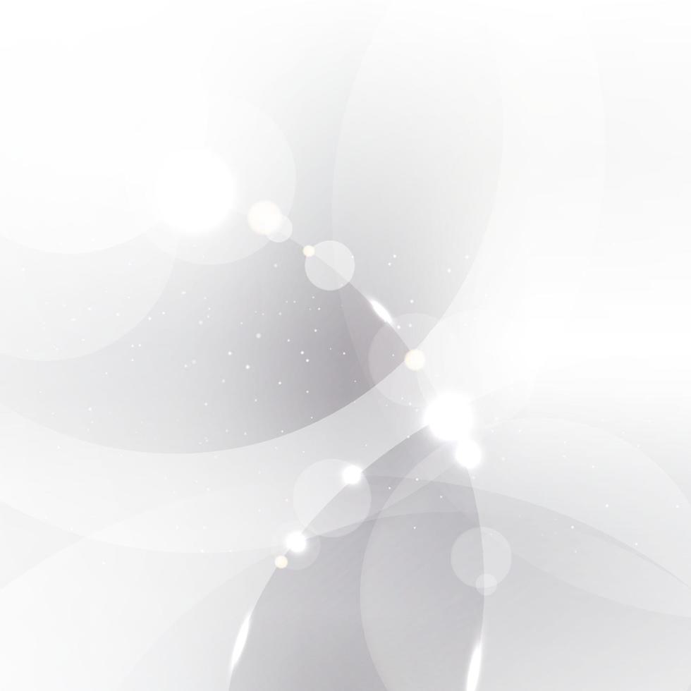 Abstract silver background with white and gray circles overlay and lighting effect. vector