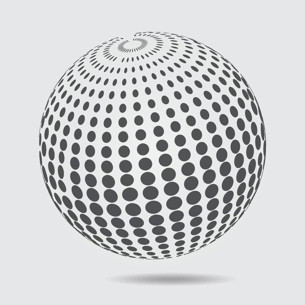 3D Sphere logo halftone pattern. Circle dotted design element isolated on white background. vector