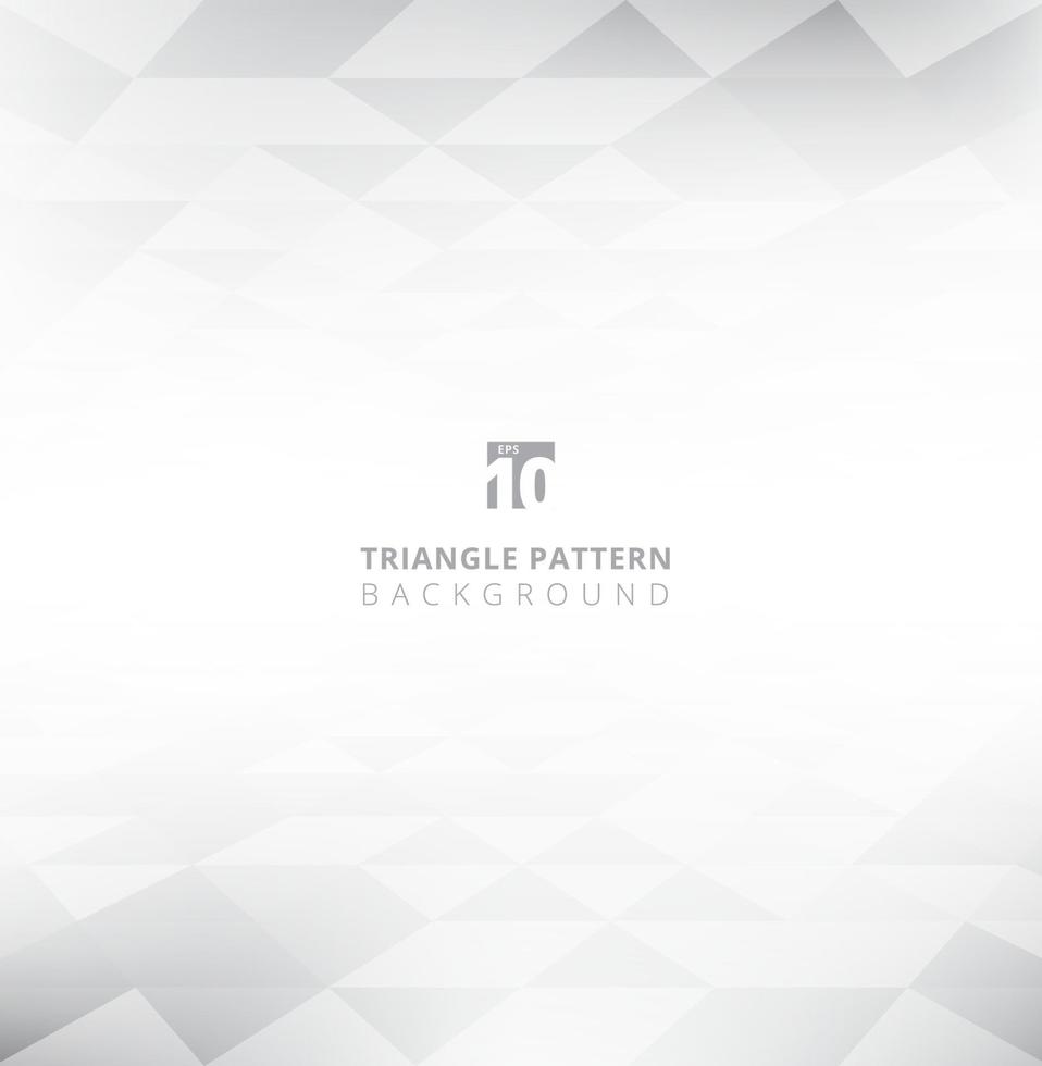 Abstract perspective triangles pattern on gray and white color background texture. Geometric technology element. vector