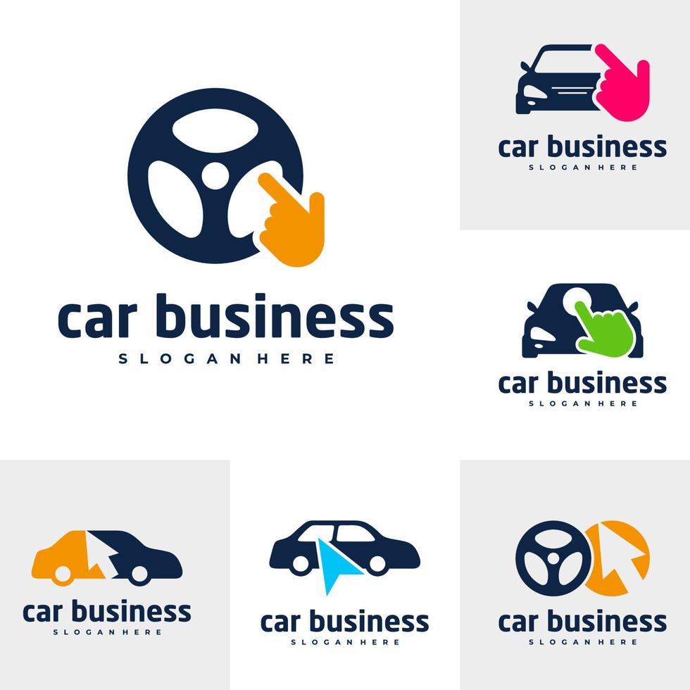 conjunto de plantilla de vector de logotipo de toque de coche, conceptos de diseño de logotipo de coche creativo