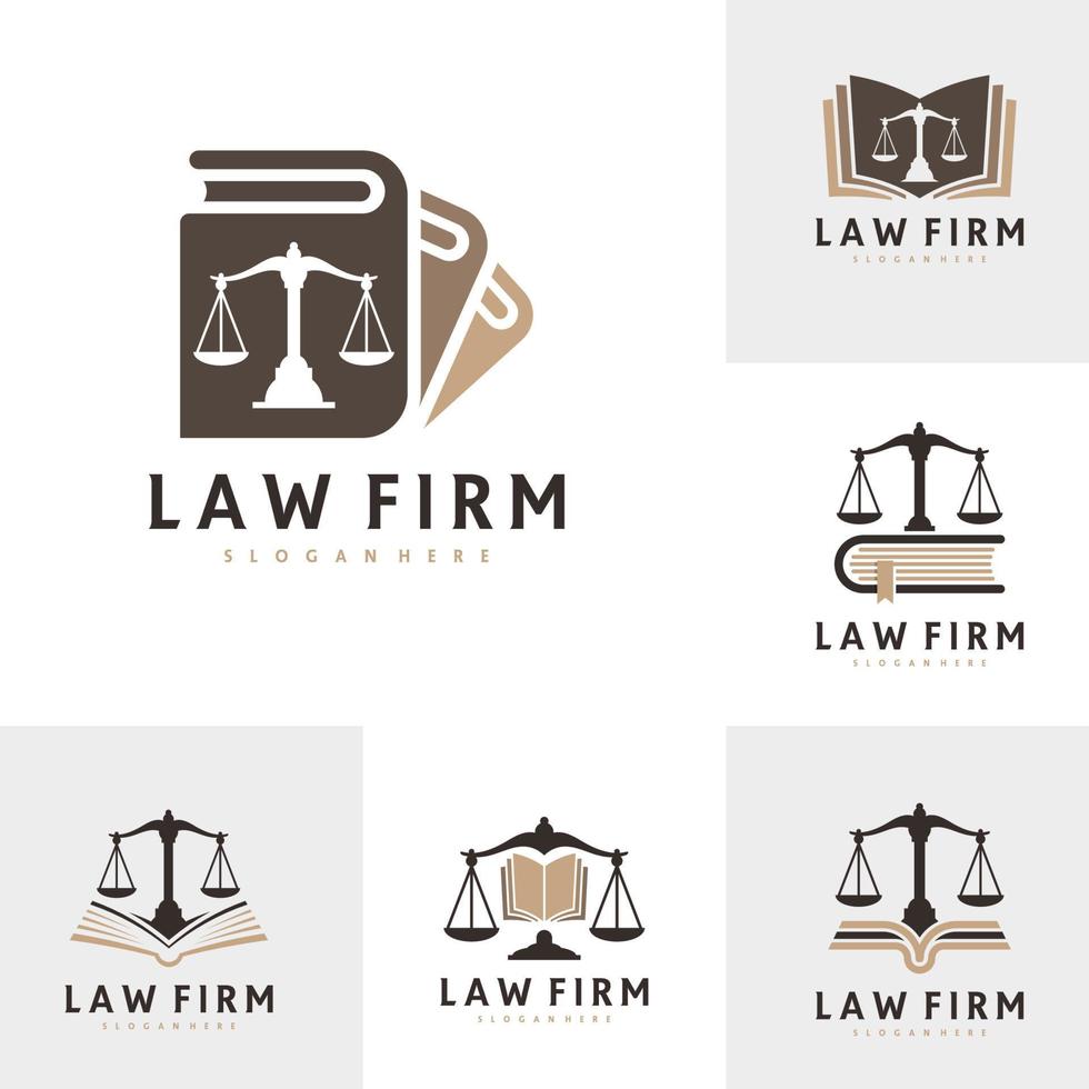 Set of Justice Book logo vector template, Creative Law Firm logo design concepts