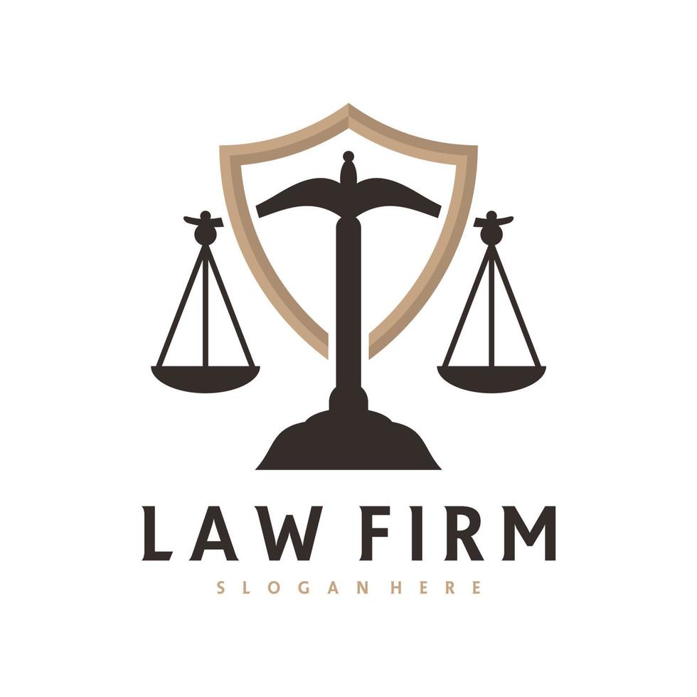 Plantilla de vector de logotipo de escudo de justicia, conceptos de diseño de logotipo de bufete de abogados creativos