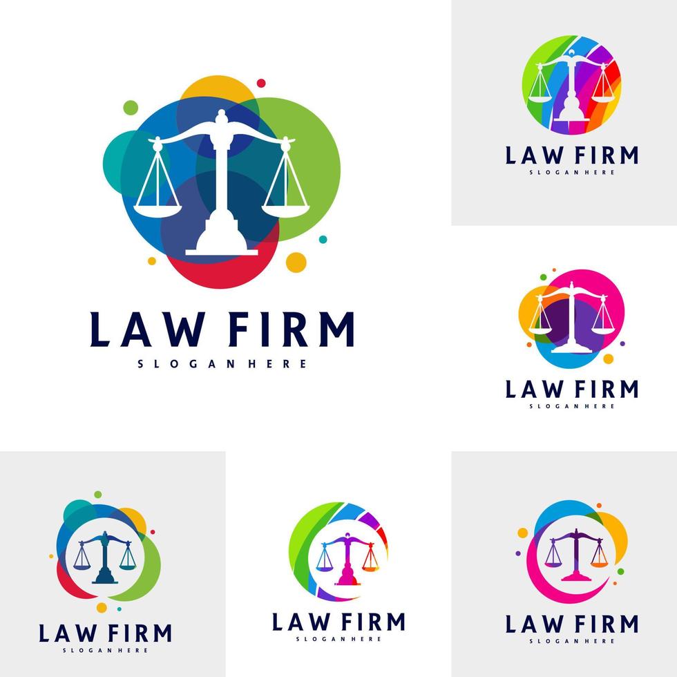 Set of Colorful Justice logo vector template, Creative Law Firm logo design concepts