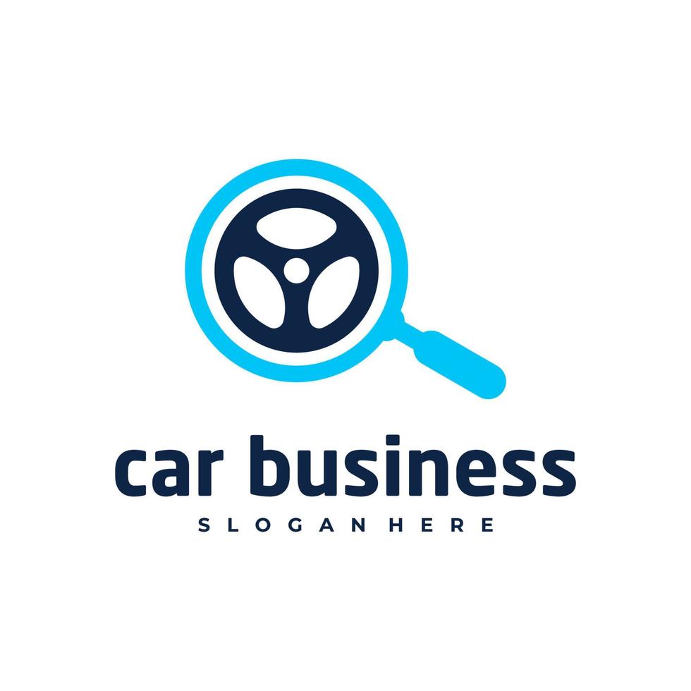 Plantilla de vector de logotipo de búsqueda de coche, conceptos de diseño de logotipo de coche creativo