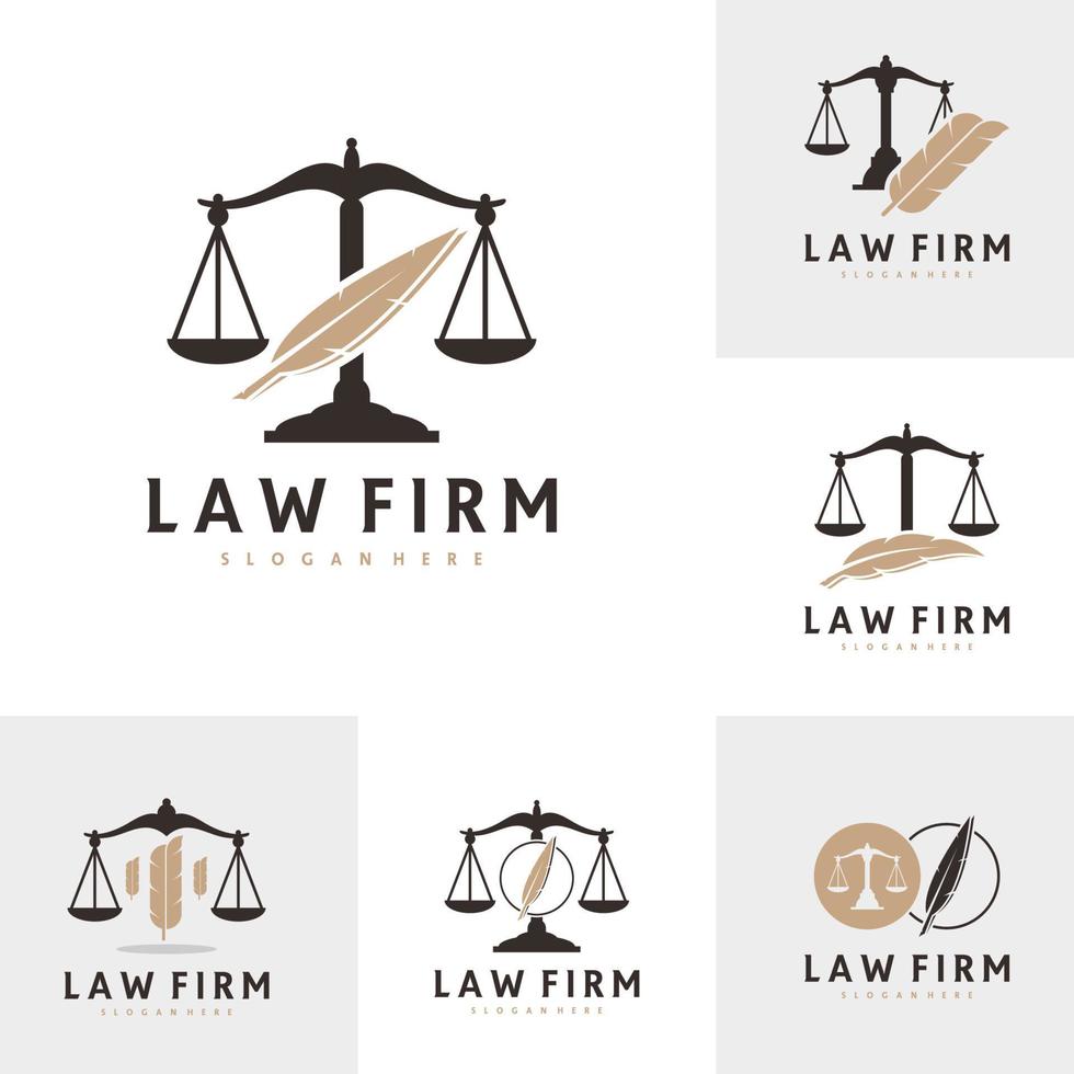 Set of Justice feather logo vector template, Creative Law Firm logo design concepts