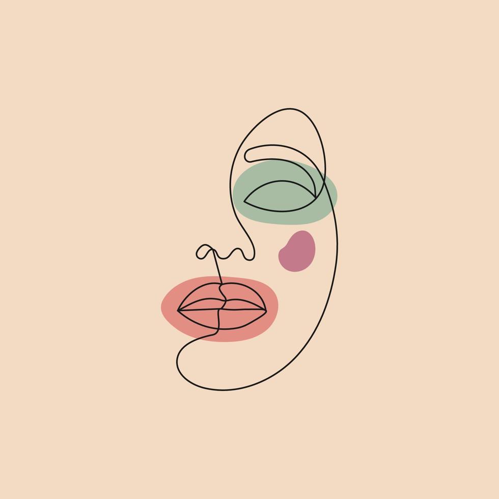 cara de mujer línea continua dibujo a mano arte minimalista vector