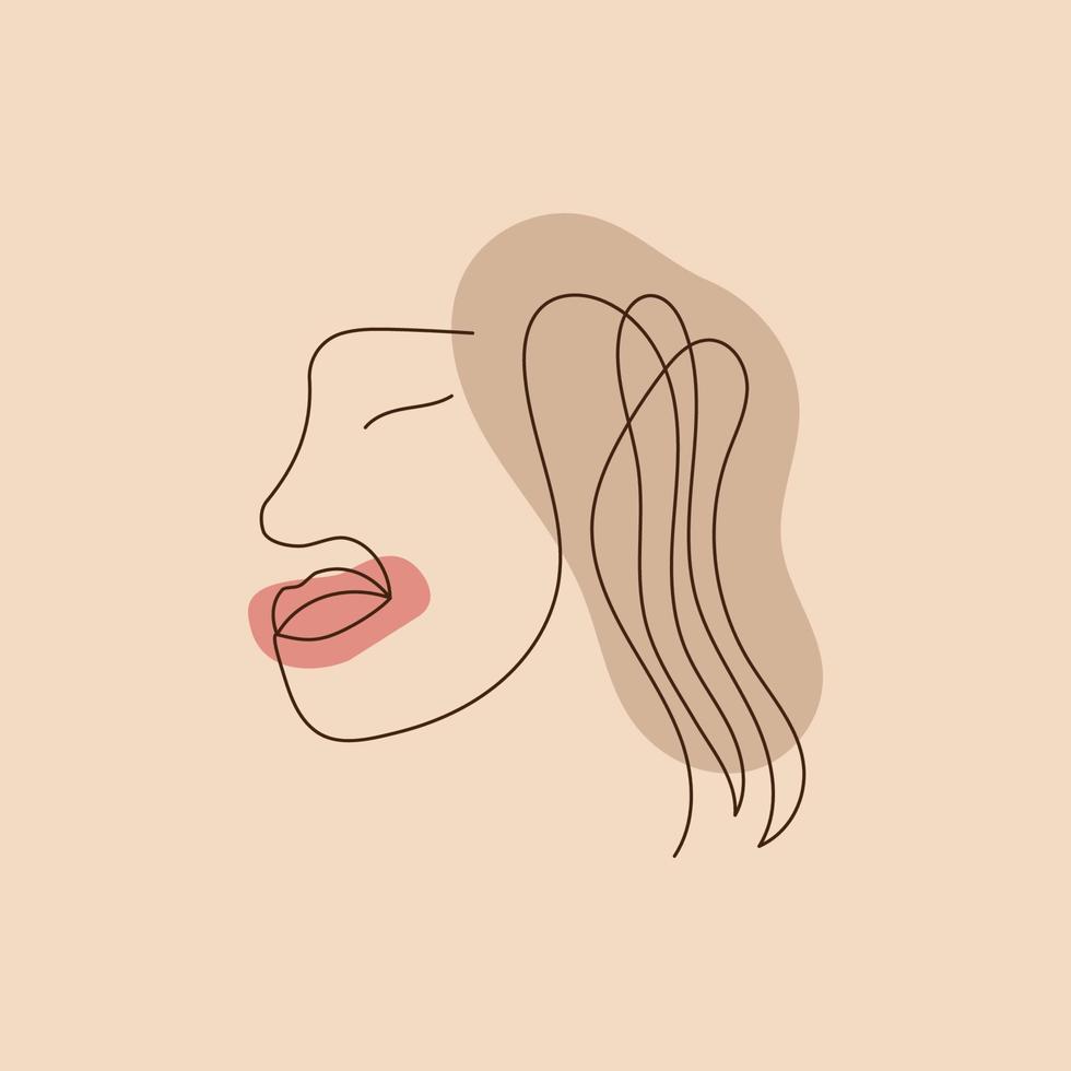 cara de mujer línea continua dibujo a mano arte minimalista vector