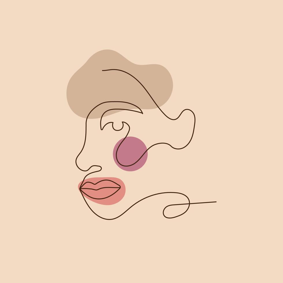 cara de mujer línea continua dibujo a mano arte minimalista vector