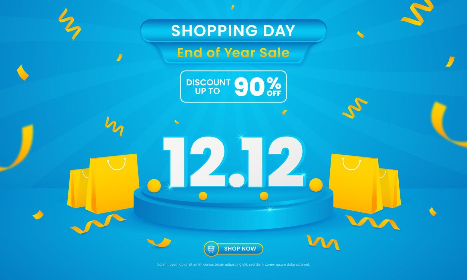 12.12 sale, end of year shopping day banner or background template vector