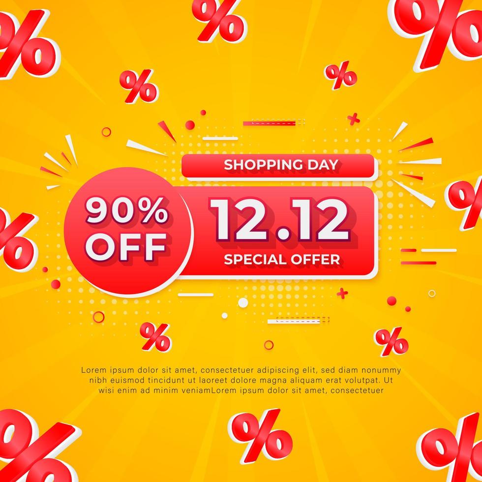 1212 shopping day sale square banner or background template vector