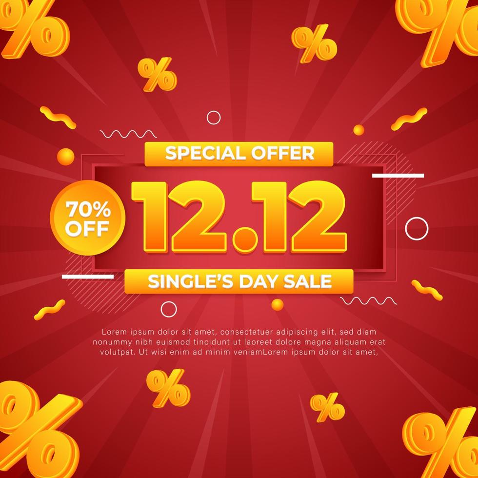 1212 single's day sale banner or background template vector