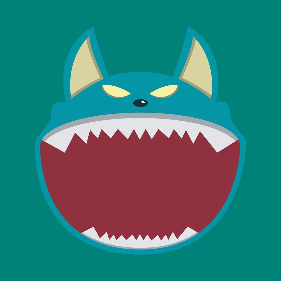 Big Wolf Character Head  and Open mouth , Vector and Illustration.