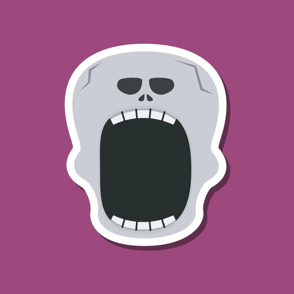 Monster stickers With Halloween Skeleton. Purple Background. Flat design. Halloween symbols vector