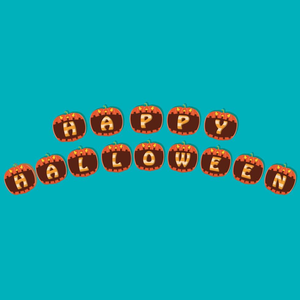 Happy Halloween Text On Pumpkin  Head Character vector