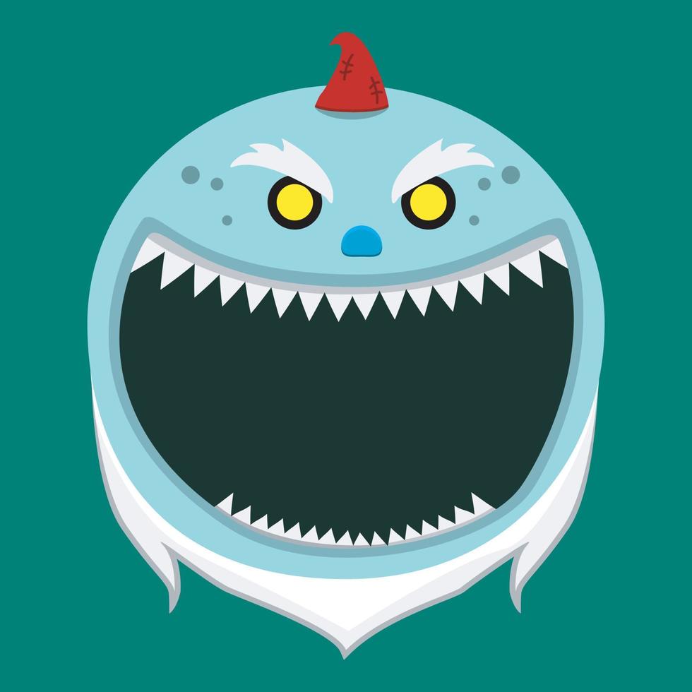 Big Creepy Gnome Character Head  and Open mouth , Vector and Illustration.