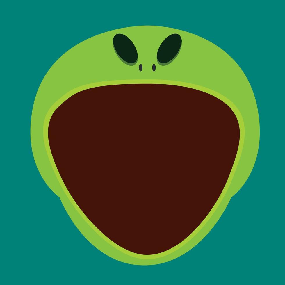 Big Alien Character Head  and Open mouth , Vector and Illustration.
