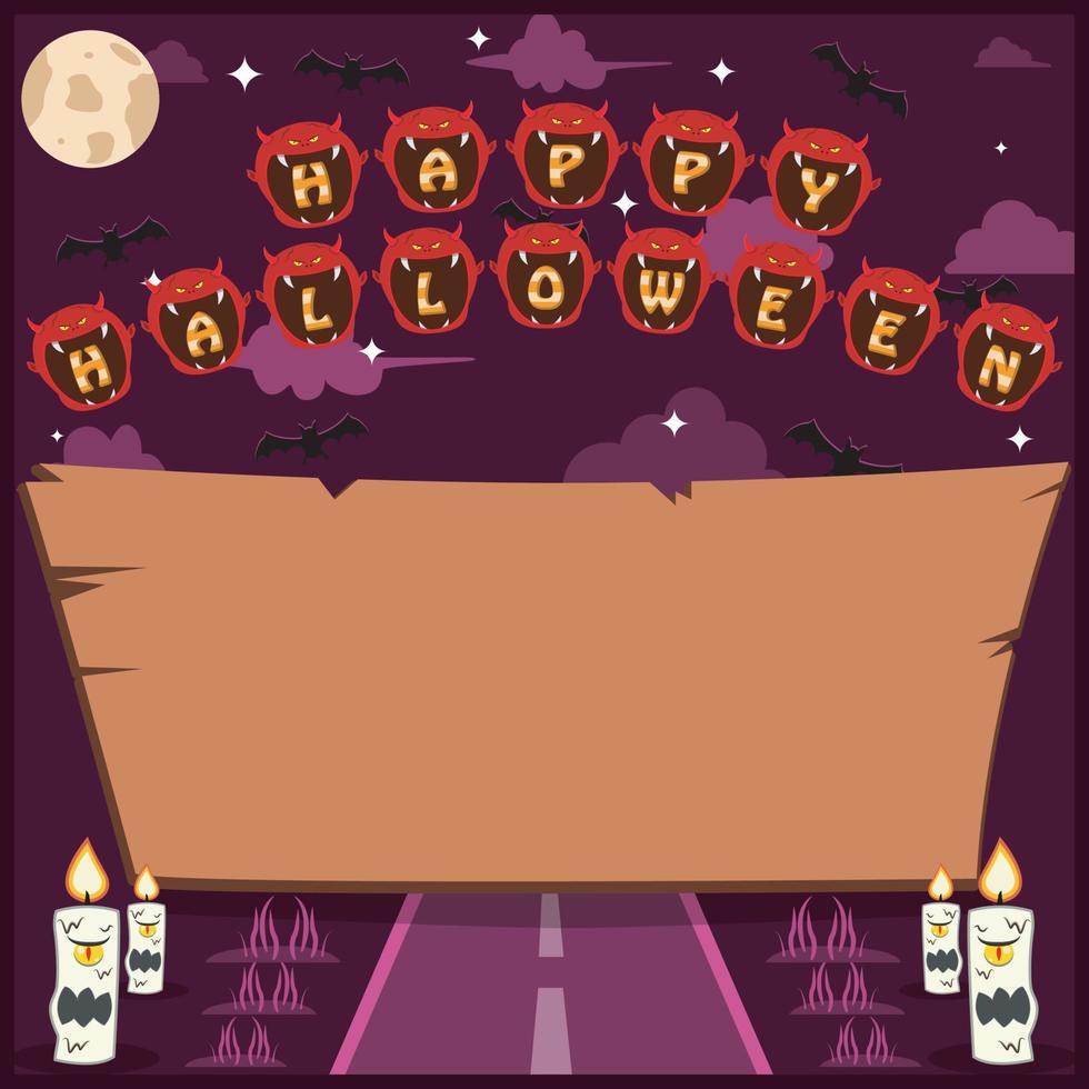Halloween Holidays invitation or greeting card with word on Red Devil Head Character vector