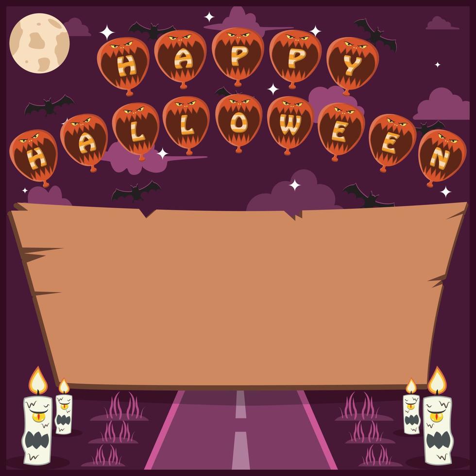 Halloween Holidays invitation or greeting card with word on Balloon Head Character vector