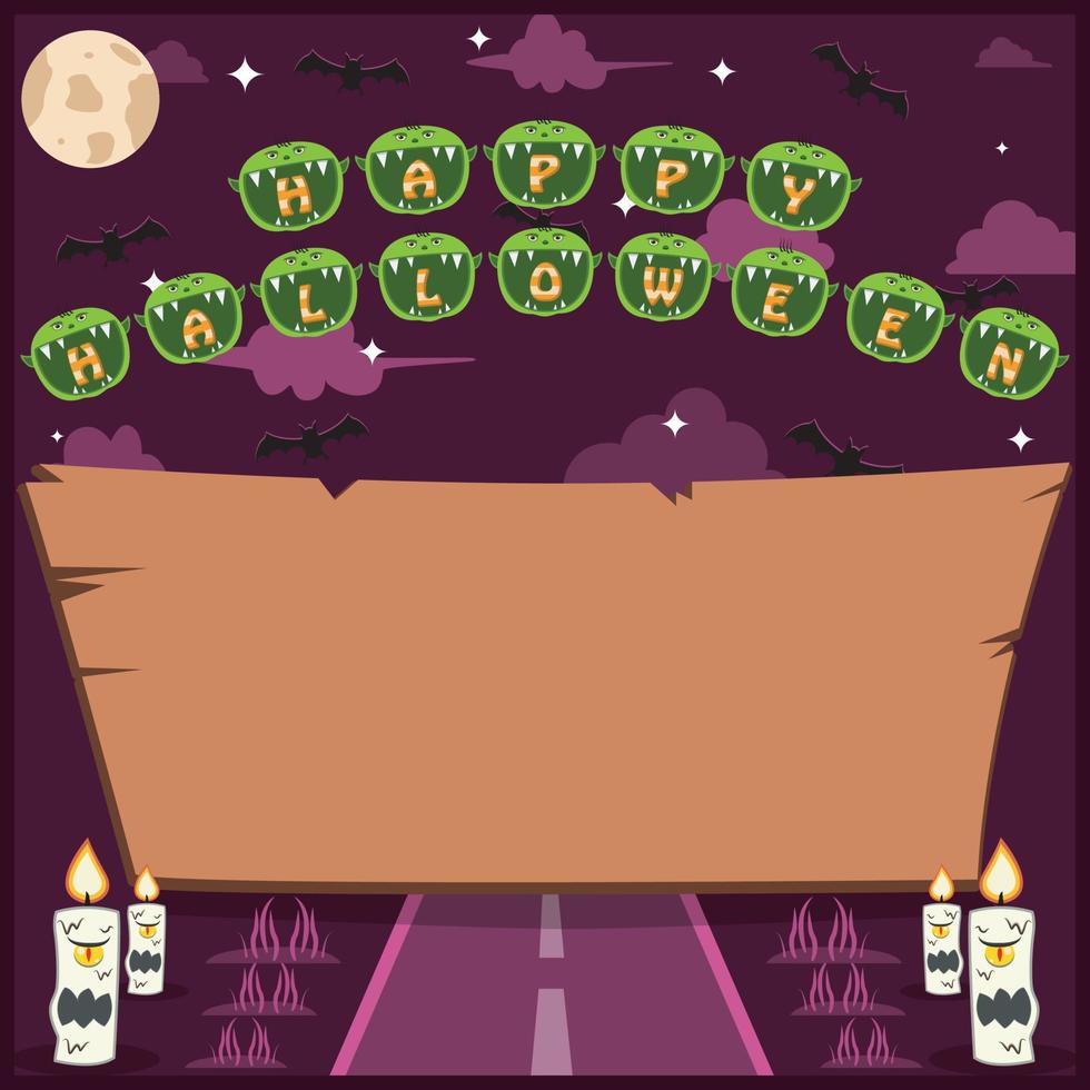 Halloween Holidays invitation or greeting card with word on Goblin Head Character vector