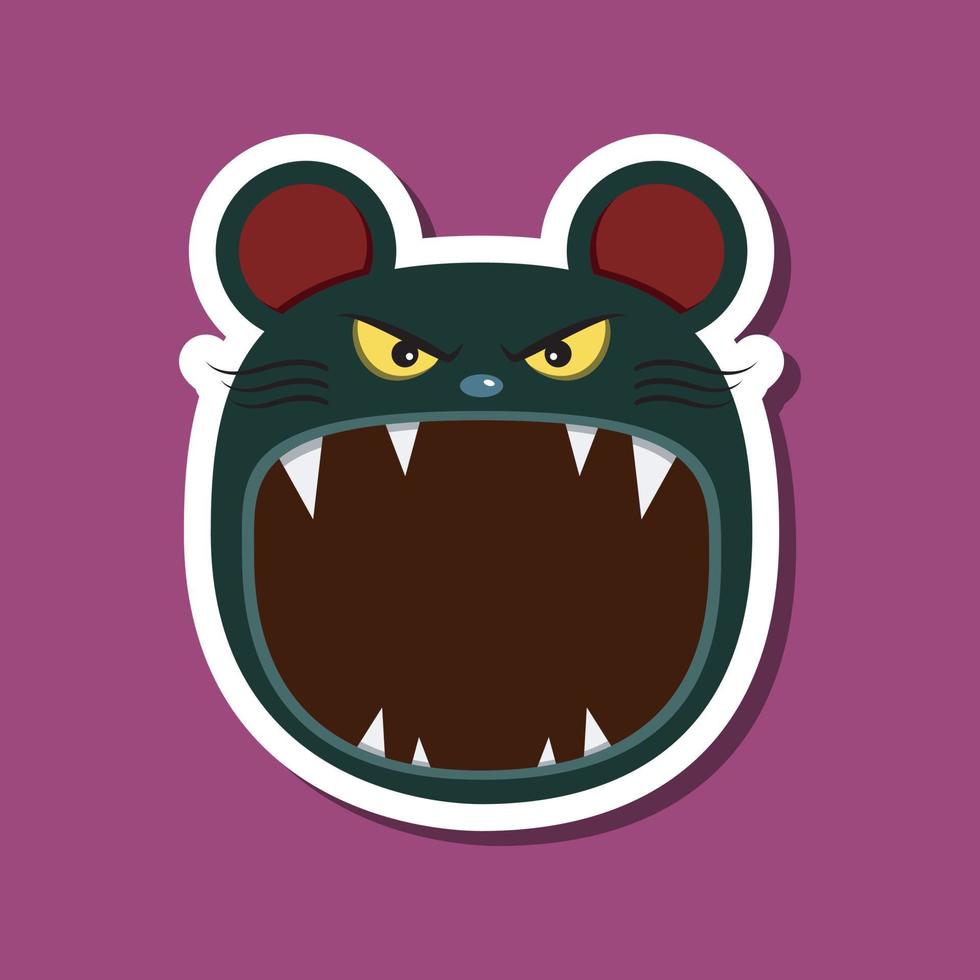 Monster stickers With Halloween Mouse. Purple Background. Flat design. Halloween symbols. vector