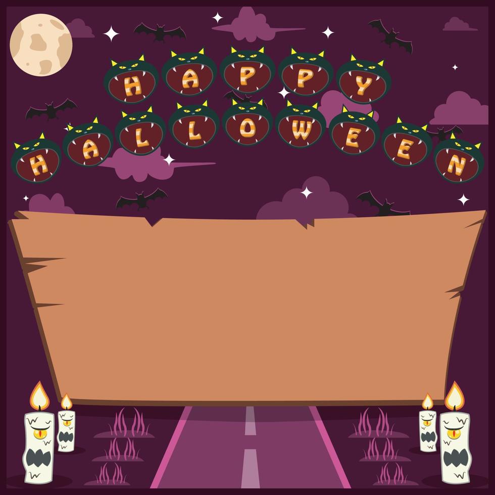 Halloween Holidays invitation or greeting card with word on Black Cat Head Character vector
