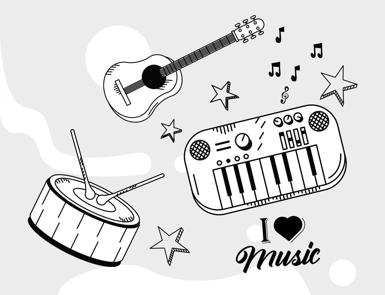 musical instruments and love music vector