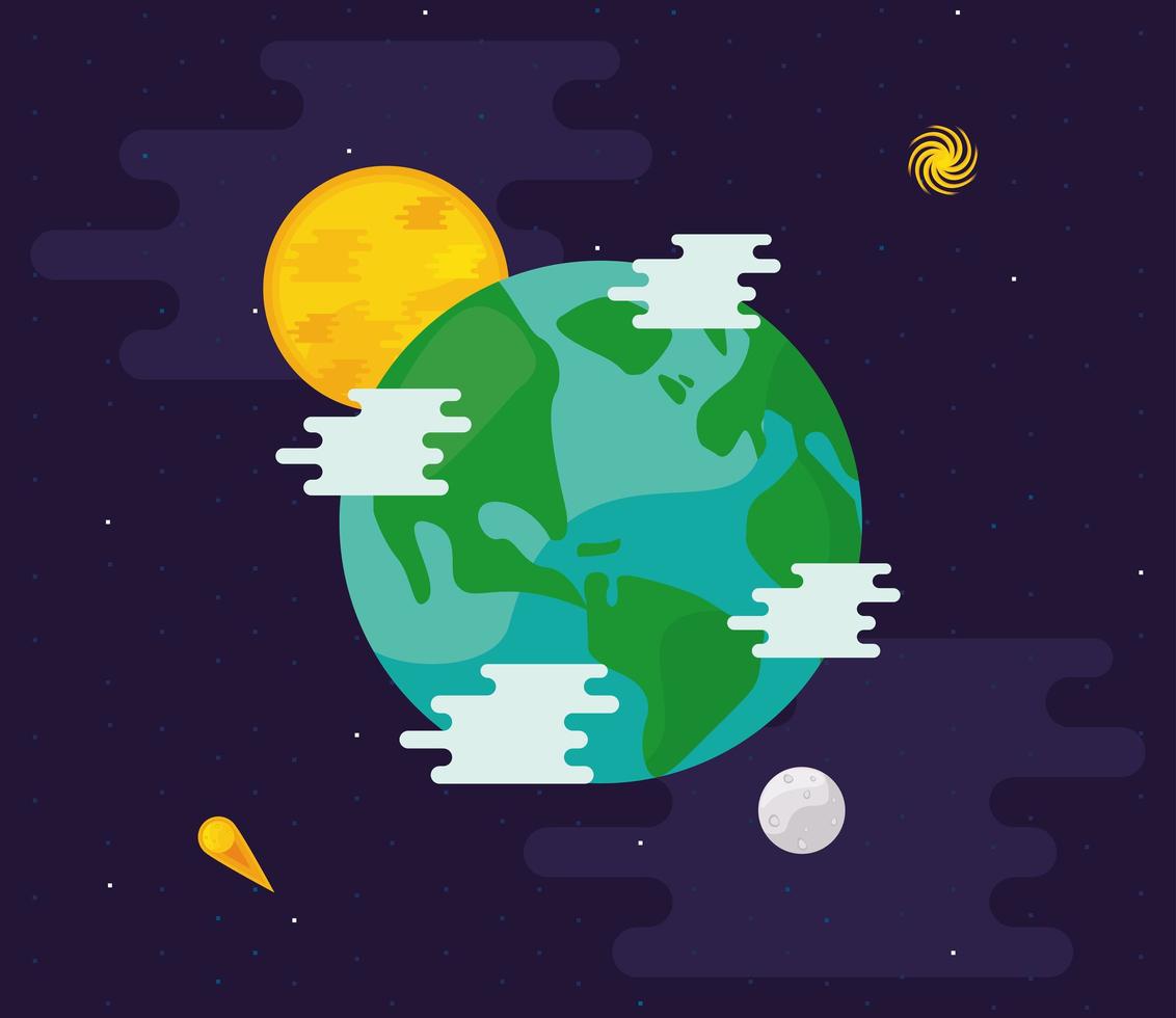 earth and sun universe vector