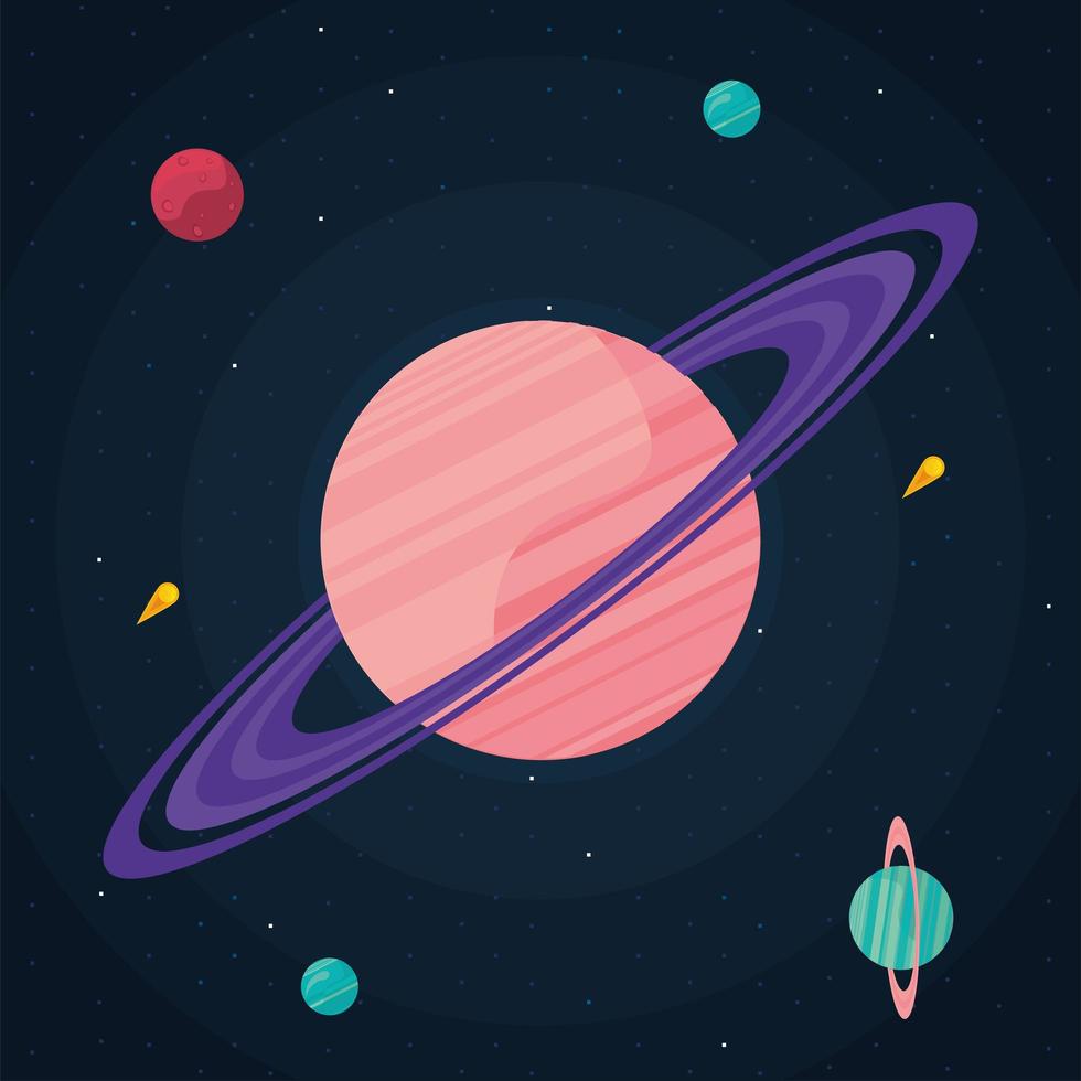 saturn and planets vector