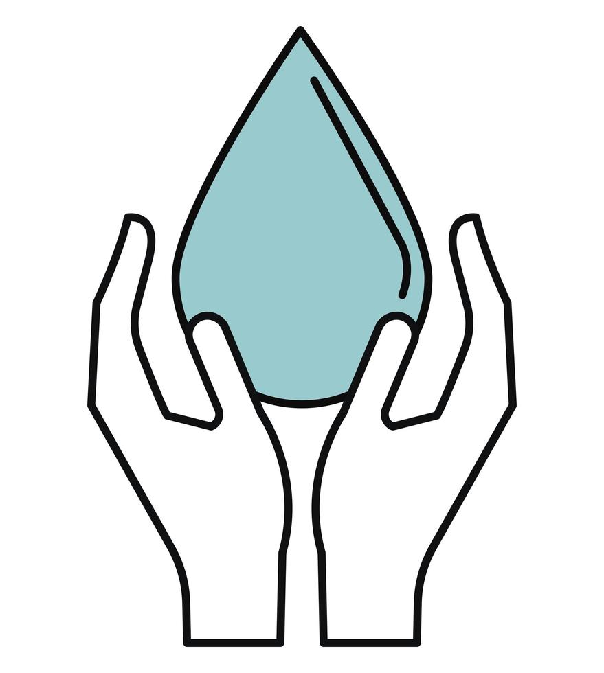 hands protecting water drop vector