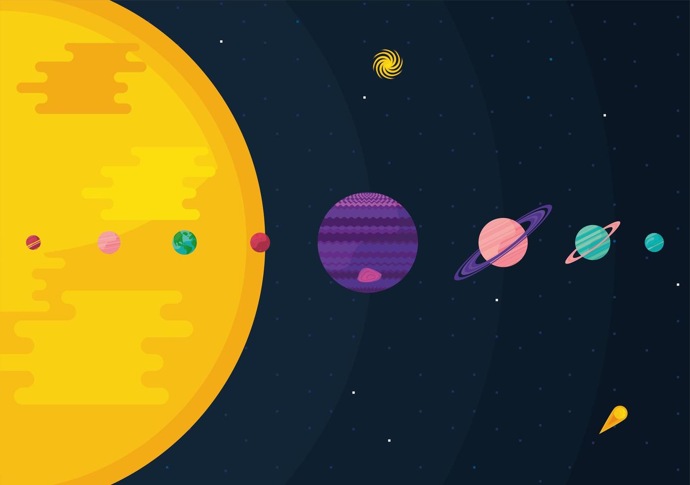 sun and planets vector