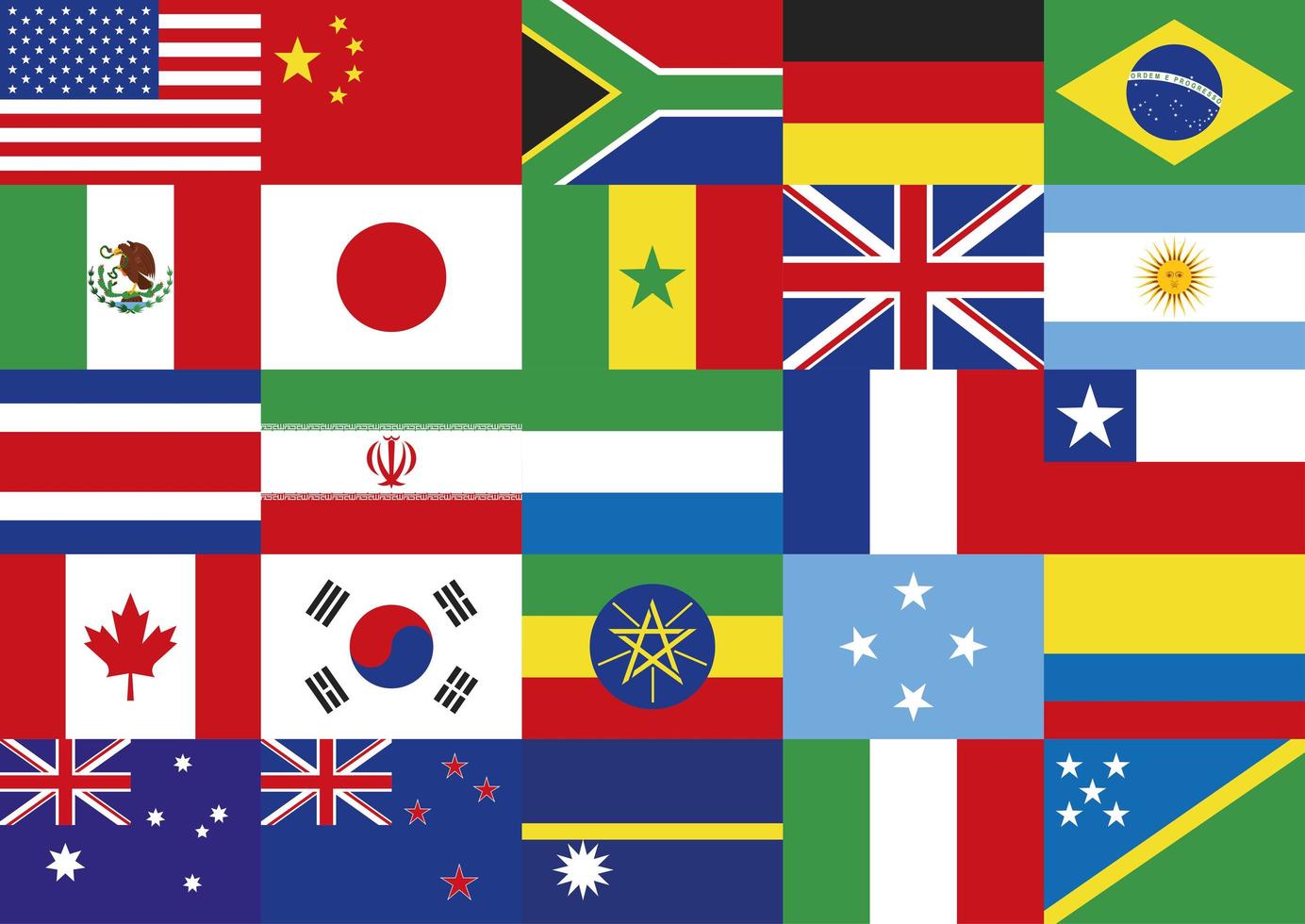 countries flags pattern vector