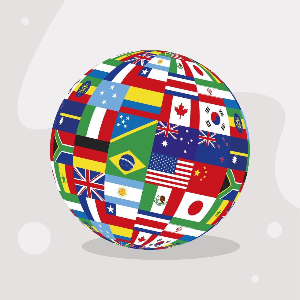 banderas de países en la esfera vector