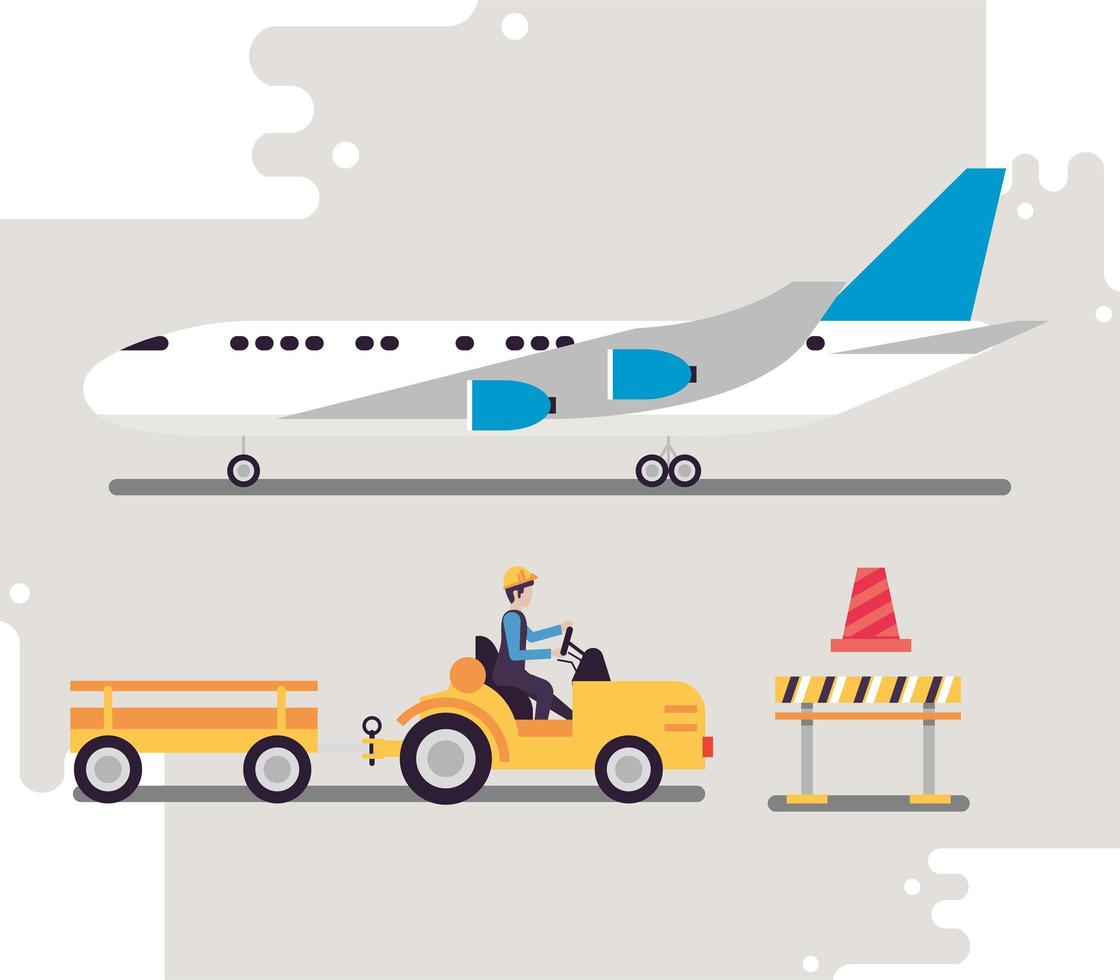 cuatro iconos de la industria aeroportuaria vector