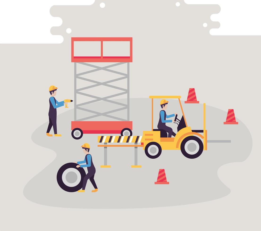 airline workers and equipment vector