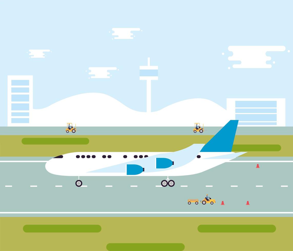 airplane in airport vector