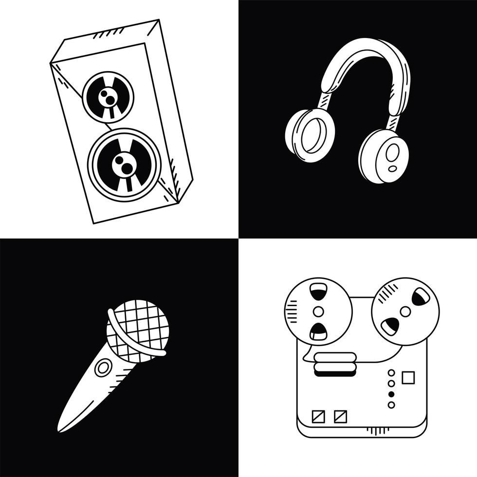 four music doodle icons vector