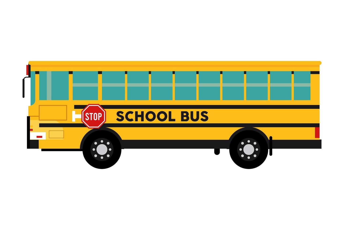 autobús escolar largo vector