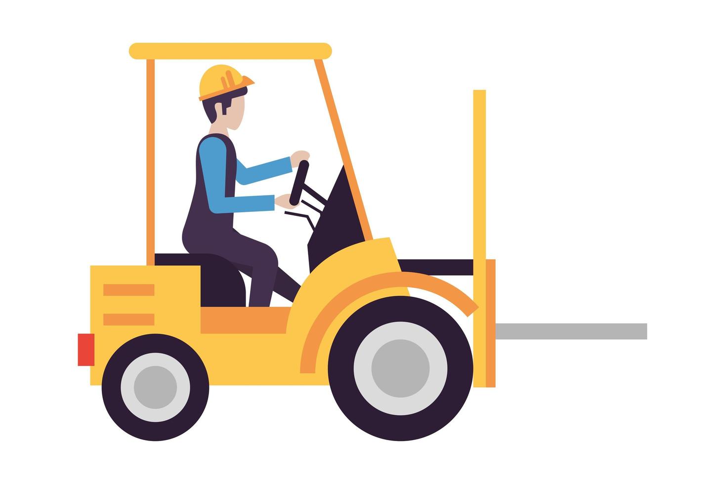 worker driving forklift vector