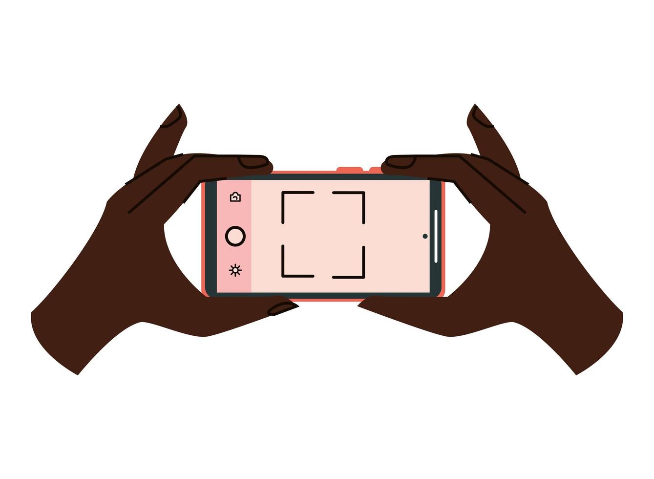 hand using smartphone taking photo vector