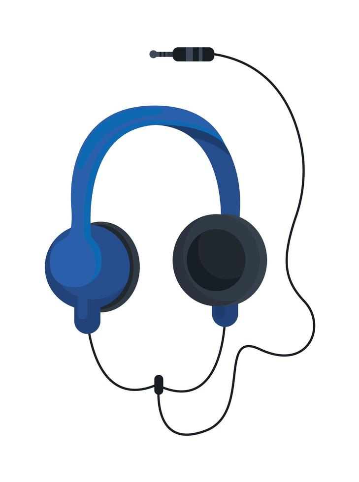 blue headphone device vector