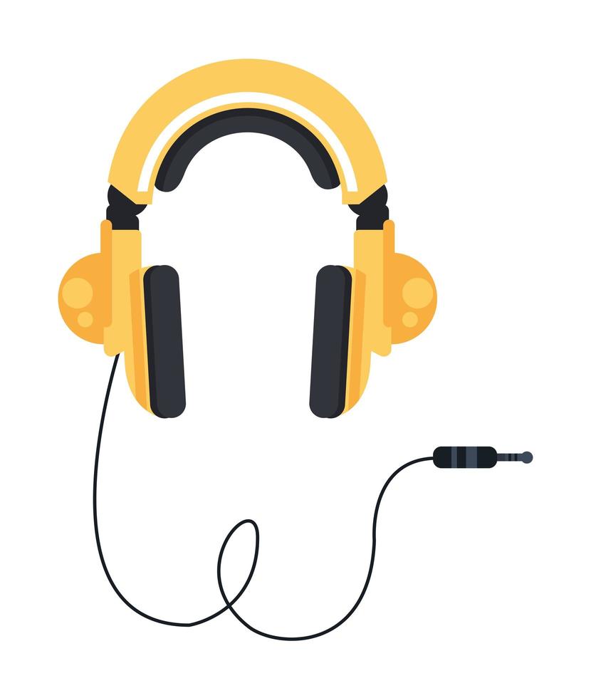 yellow headphone device vector