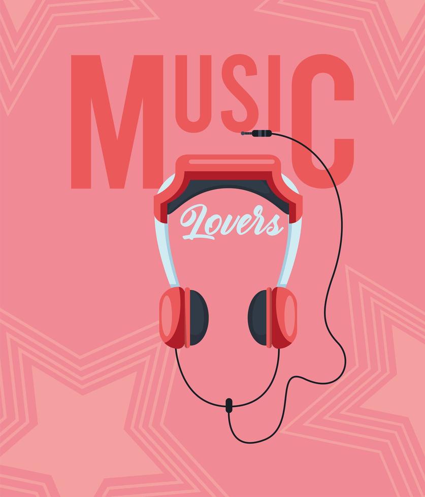cartel de auriculares para amantes de la música vector