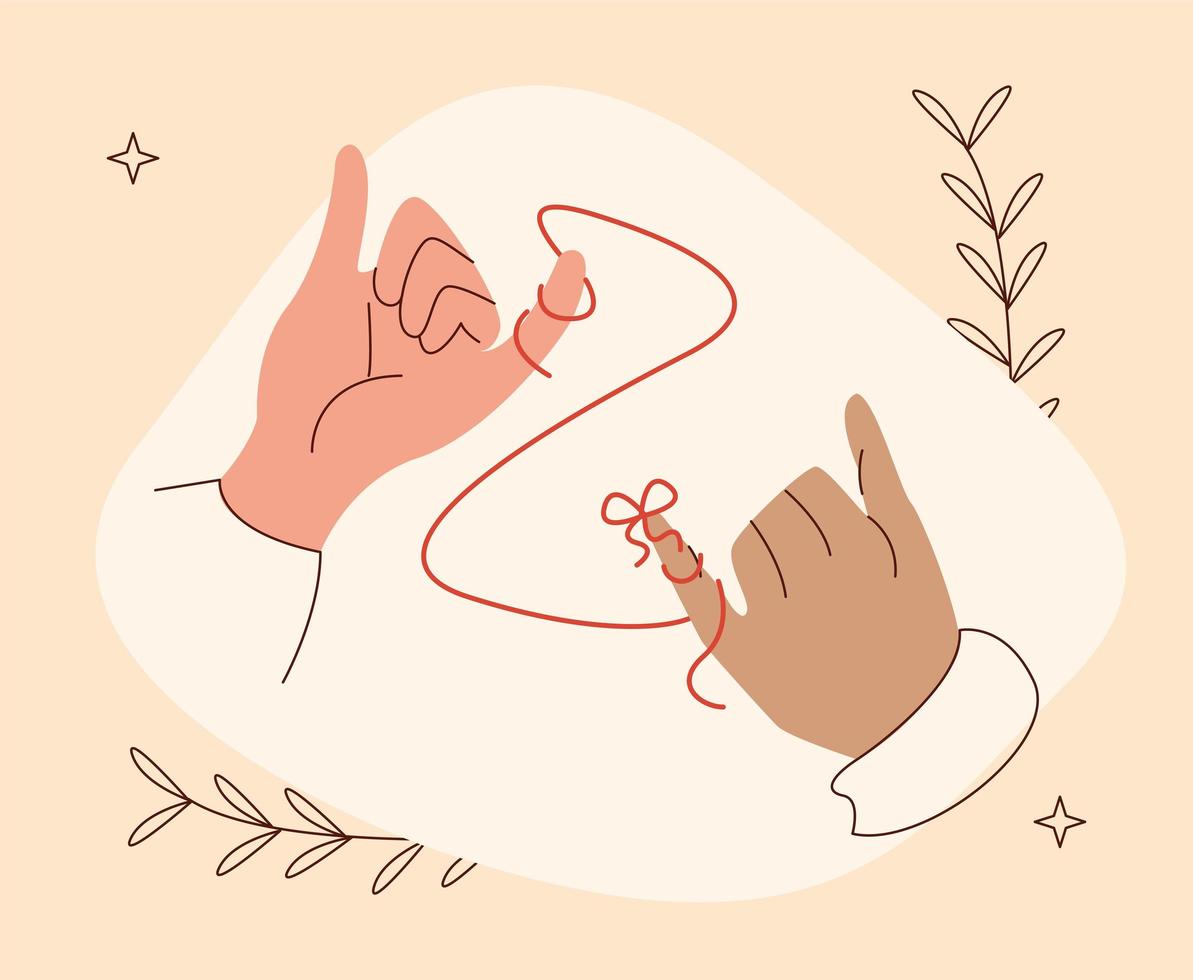 red string of destiny lovers vector