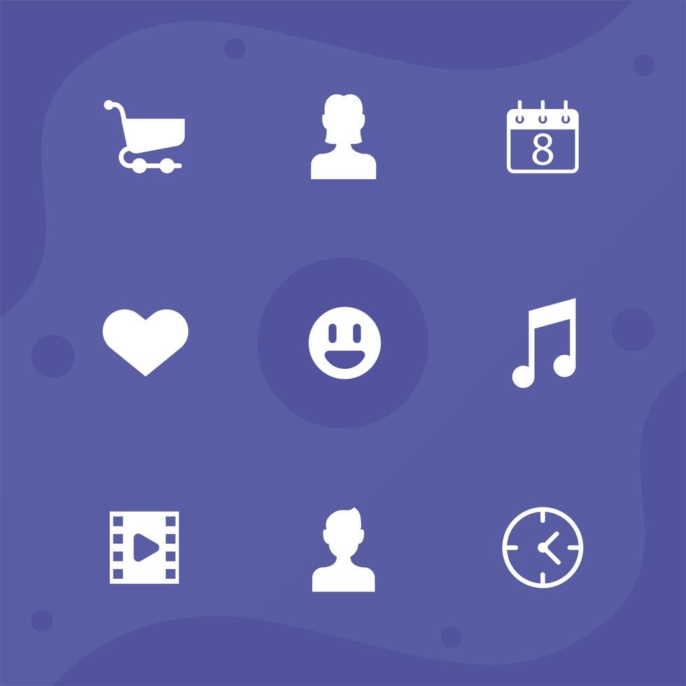 nine social network icons vector